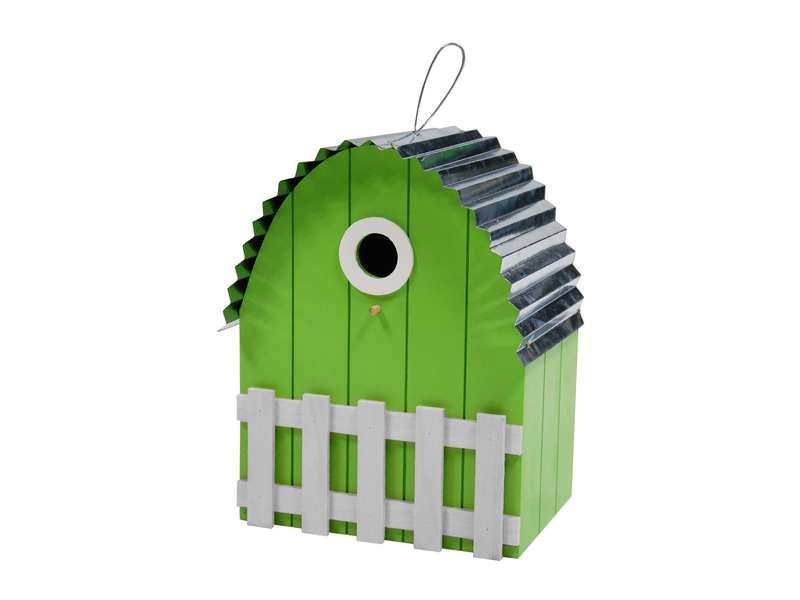 BIRDHOUSE CURVED ROOF LIGHT GREEN