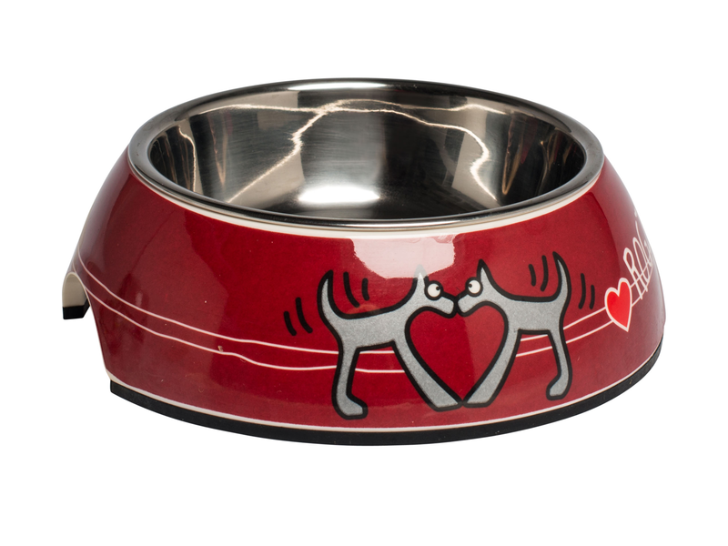BUBBLE 2-IN-1-BOWL MEDIUM RED HEART
